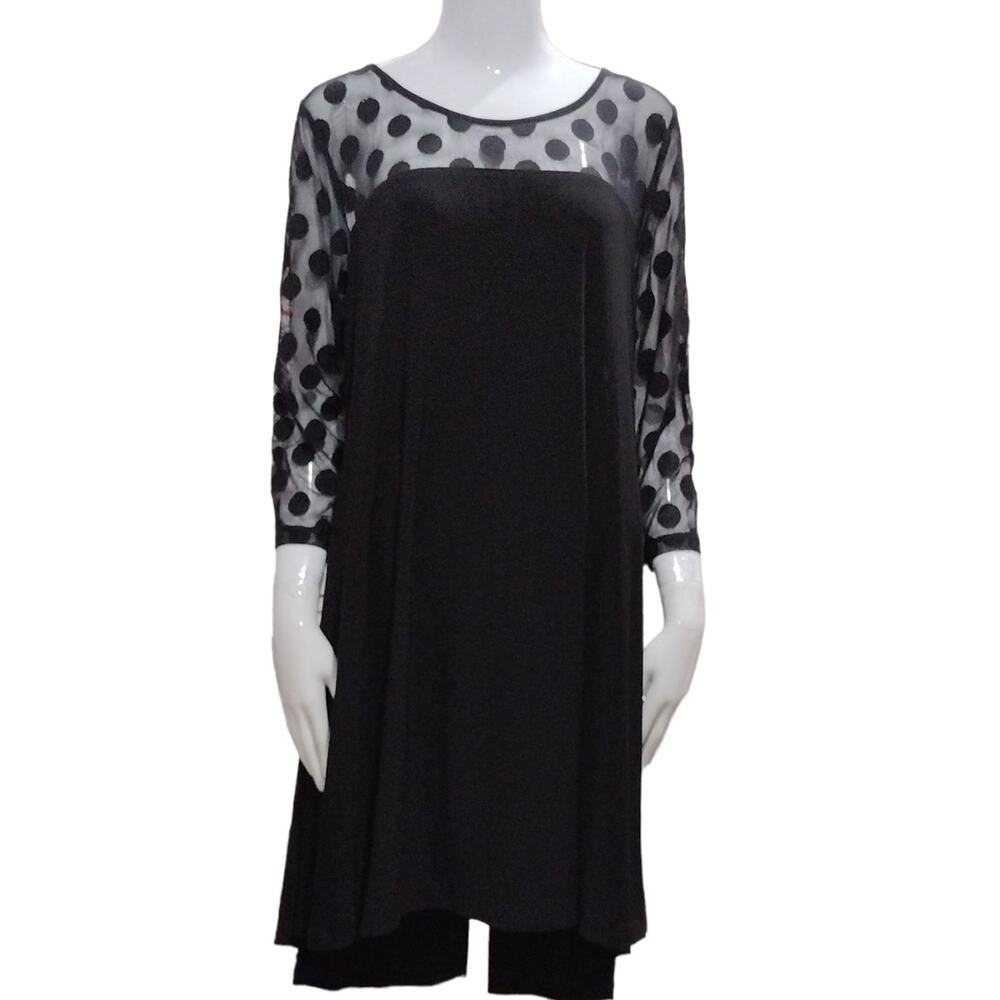 Nina Leonard Women's Mesh Yoke High-Low Dress Size XL (16-18)